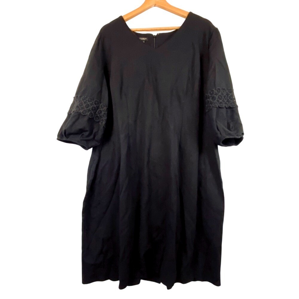 Talbots Women's Short sleeve‎ Midi dress Sz 16P Black Ponte Office Minimalist
